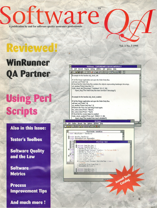 Cover of Software QA magazine, Vol 2 No 3